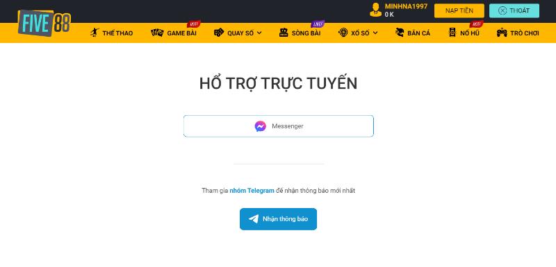 Liên hệ hỗ trợ Five88