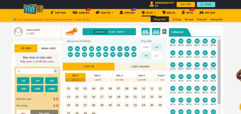 game keno five88 huong dan Hướng dẫn chơi game keno Five88 tiện lợi, nhanh chóng