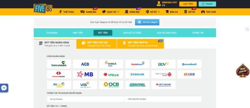 Hướng dẫn rút tiền Five88 hiệu quả 